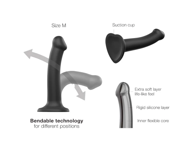 Strap-on-me Dual S - dupla rétegű dildó (fekete)