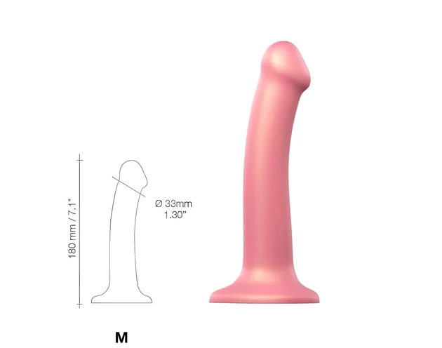 Strap-on-me Metallic Shine M - bőrbarát dildó (metál pink)