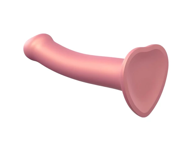 Strap-on-me Metallic Shine M - bőrbarát dildó (metál pink)