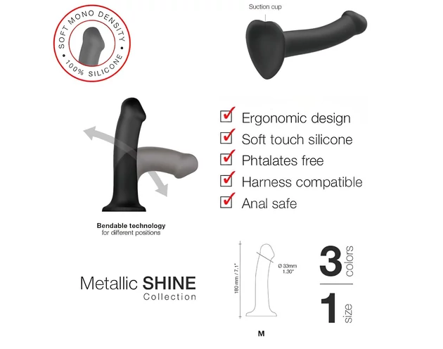 Strap-on-me Metallic Shine M - bőrbarát dildó (metál pink)