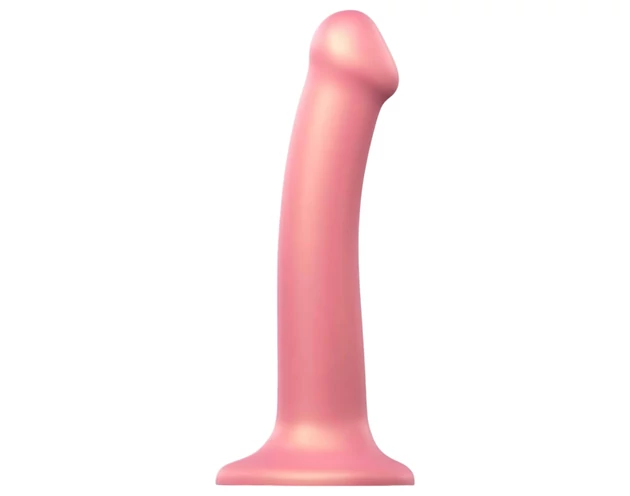 Strap-on-me Metallic Shine M - bőrbarát dildó (metál pink)