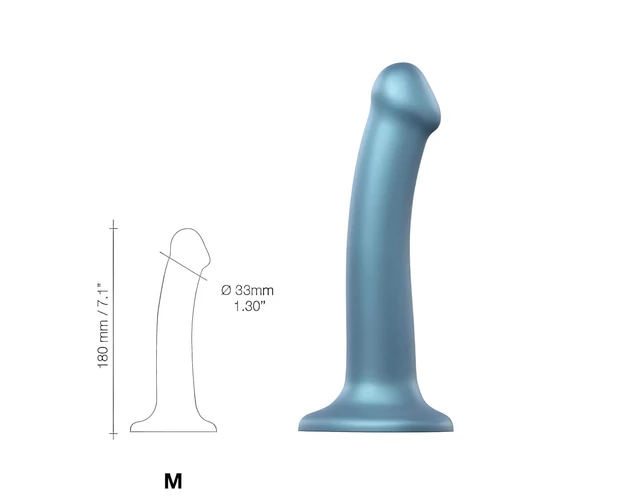 Strap-on-me Metallic Shine M - bőrbarát dildó (metál kék)