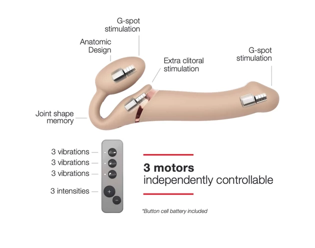 Strap-on-me M - pánt nélküli felcsatolható vibrátor (natúr)