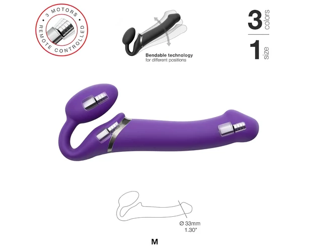 Strap-on-me M - felcsatolható vibrátor pánt nélkül (lila)