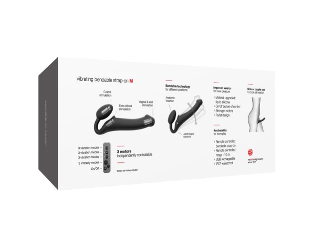 Strap-on-me M - felcsatolható vibrátor - közepes (fekete)