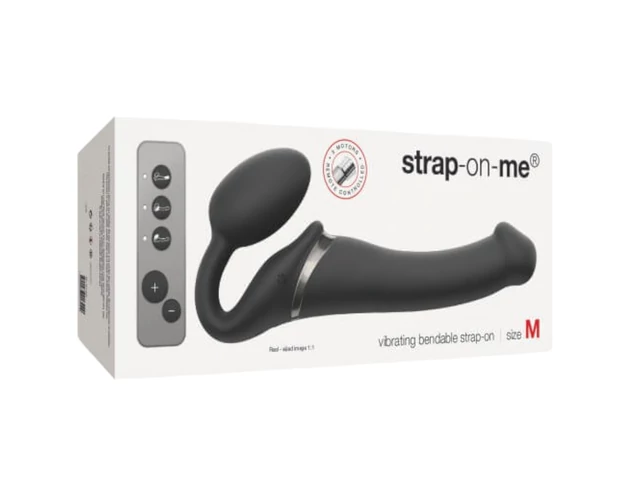 Strap-on-me M - felcsatolható vibrátor - közepes (fekete)