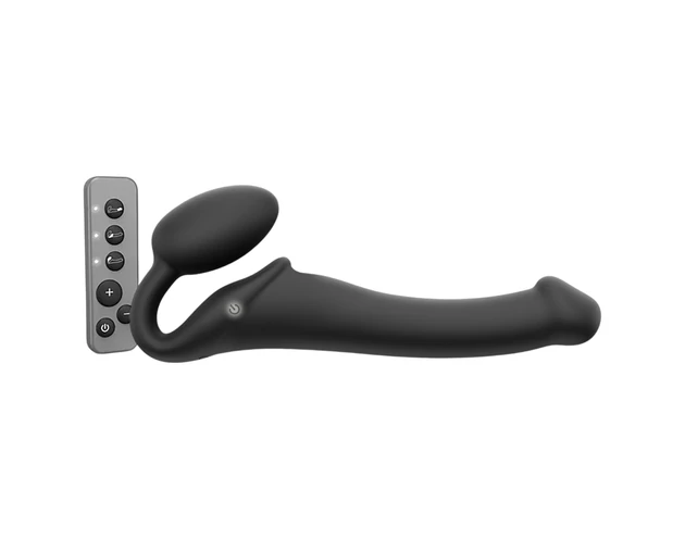 Strap-on-me M - felcsatolható vibrátor - közepes (fekete)