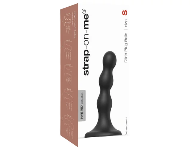Strap-on-me Balls S - gömbös, tapadókorongos dildó (fekete)