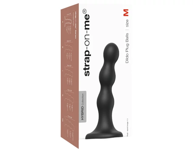 Strap-on-me Balls M - gömbös, tapadókorongos dildó (fekete)
