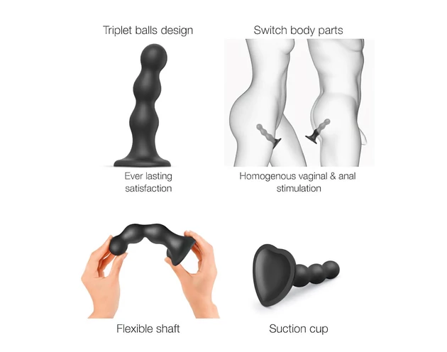 Strap-on-me Balls L - gömbös, tapadókorongos dildó (fekete)