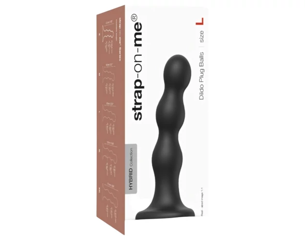 Strap-on-me Balls L - gömbös, tapadókorongos dildó (fekete)