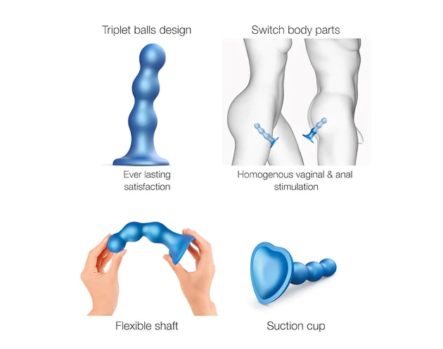 Strap-on-me Balls S - gömbös, tapadókorongos dildó (kék)