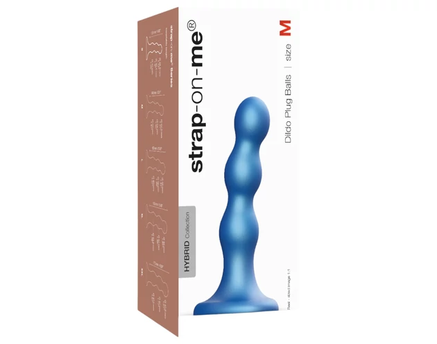 Strap-on-me Balls M - gömbös, talpas dildó (kék)