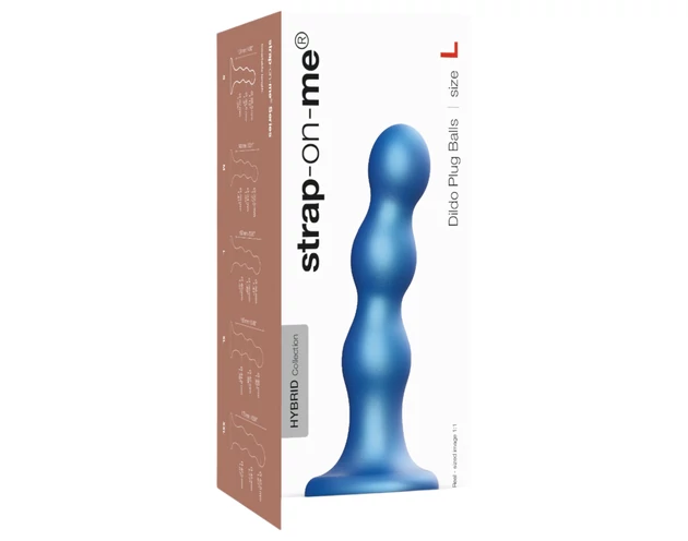 Strap-on-me Balls L - gömbös, tapadókorongos dildó (kék)