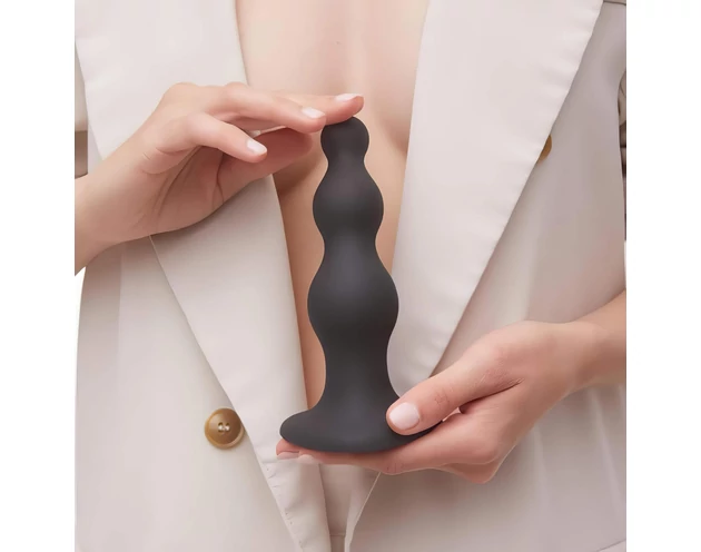 Strap-on-me Beads M - gyöngyös, tapadókorongos dildó (fekete)
