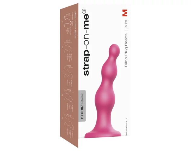 Strap-on-me Beads M - gyöngyös, tapadókorongos dildó (pink)