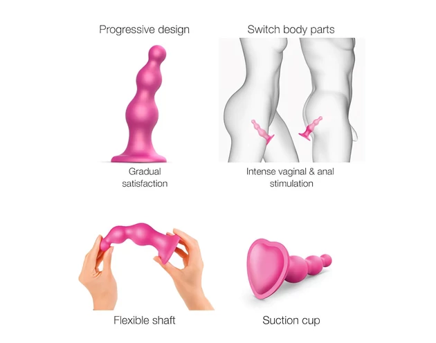 Strap-on-me Beads L - gyöngyös, talpas dildó (pink)