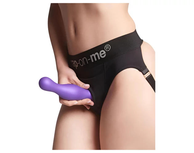 Strap-on-me Curvy L - hullámos, tapadókorongos dildó (lila)