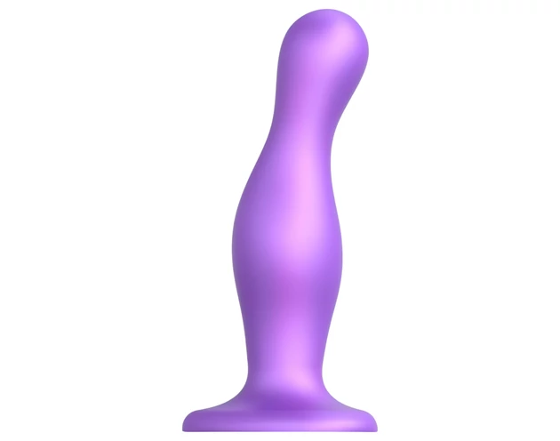 Strap-on-me Curvy L - hullámos, tapadókorongos dildó (lila)