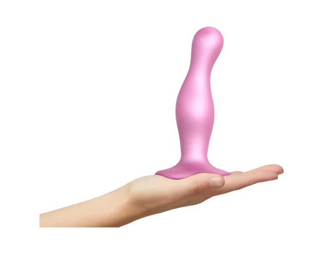 Strap-on-me Curvy M - hullámos, tapadókorongos dildó (pink)