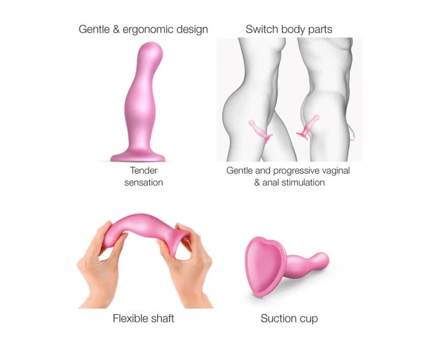 Strap-on-me Curvy L - hullámos, talpas dildó (pink)
