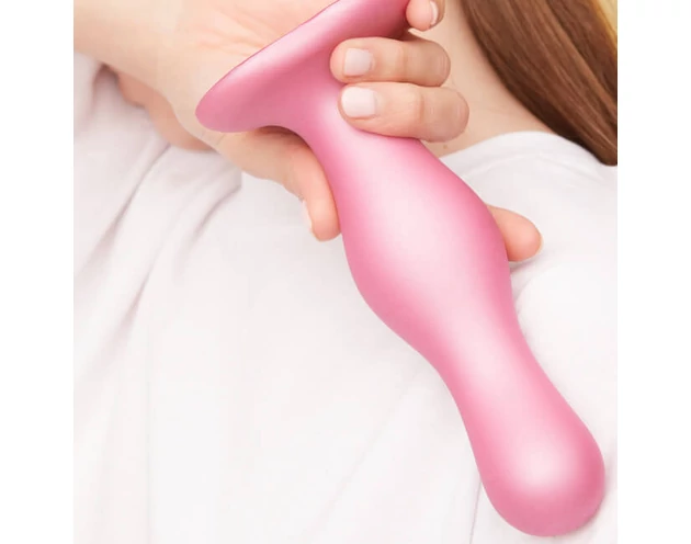 Strap-on-me Curvy L - hullámos, talpas dildó (pink)