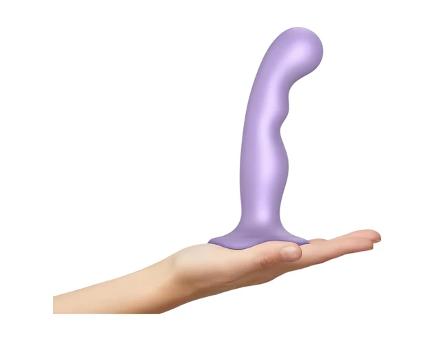 Strap-on-me P&G M - hajlított, tapadókorongos dildó (lila)