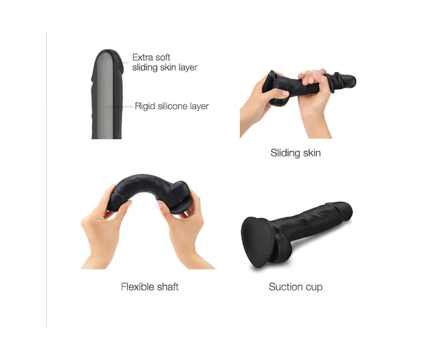 Strap-on-me S - kétrétegű, tapadókorongos dildó (fekete)