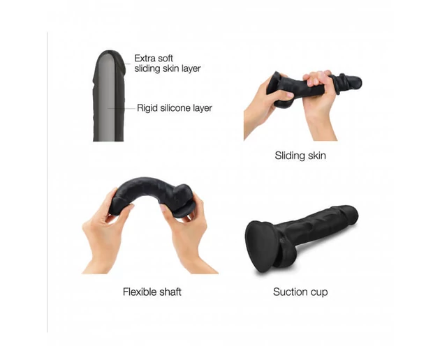 Strap-on-me XXL - kétrétegű, talpas, élethű dildó (fekete)