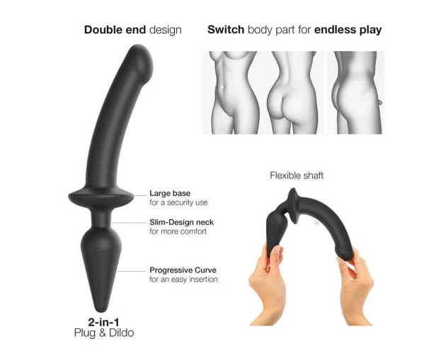 Strap-on-me Swith Semi-Realistic XXL - 2in1 dildó (fekete)