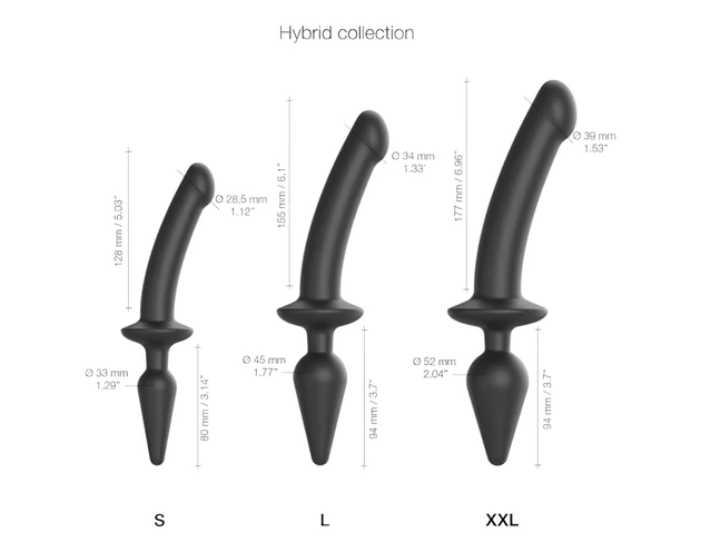 Strap-on-me Swith Semi-Realistic XXL - 2in1 dildó (fekete)