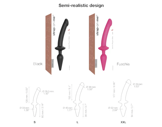Strap-on-me Swith Semi-Realistic S - 2in1 szilikon dildó (pink)