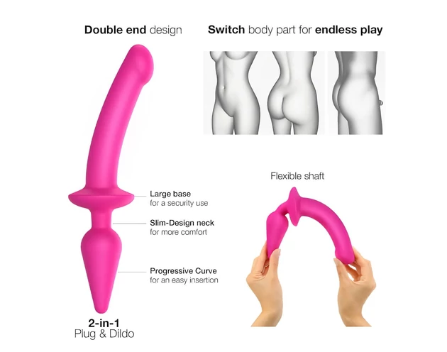 Strap-on-me Swith Semi-Realistic L - 2in1 szilikon dildó (pink)