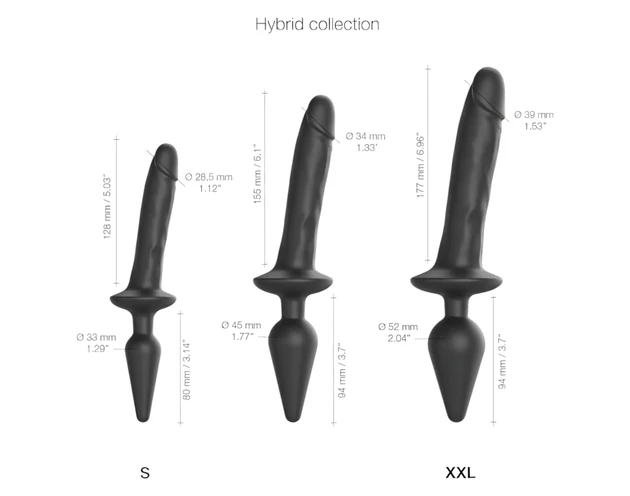Strap-on-me Swith Realistic L - 2in1 szilikon dildó (fekete)