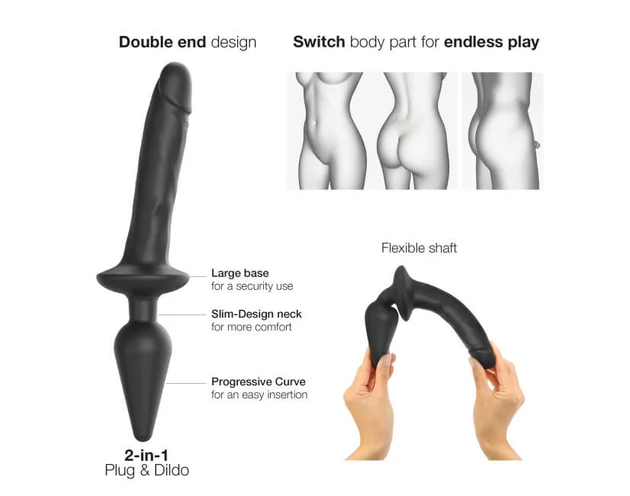 Strap-on-me Swith Realistic XXL - 2in1 szilikon dildó (fekete)