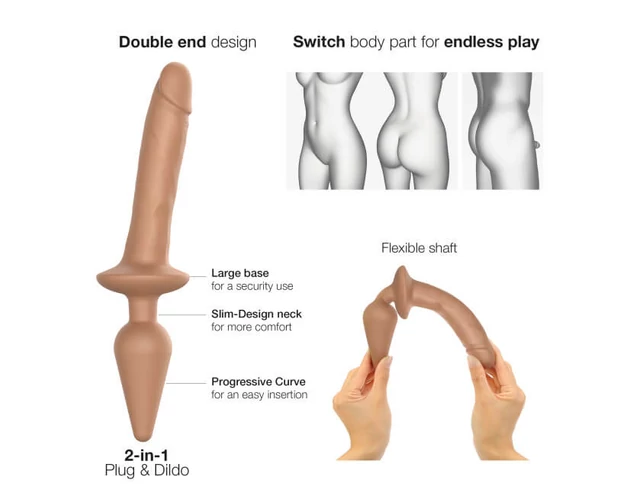 Strap-on-me Swith Realistic L - 2in1 szilikon dildó (natúr)