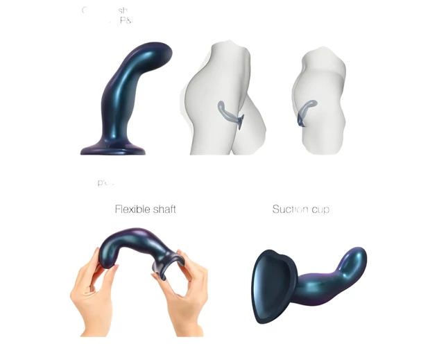 Strap-on-me Snaky M - hajlított anál dildó (kék)