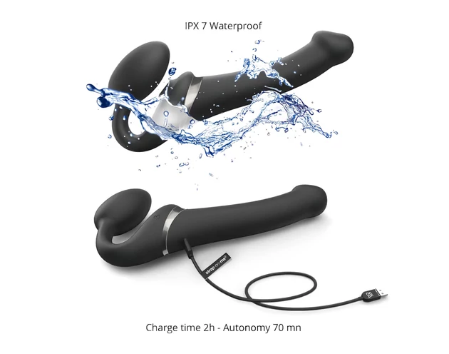 Strap-on-me S - felcsatolható, léghullámos vibrátor - (fekete)