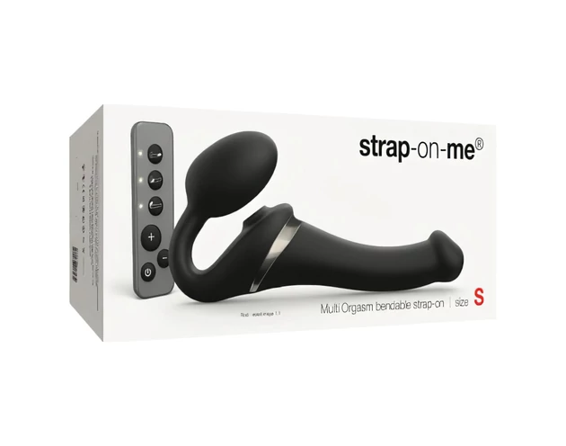 Strap-on-me S - felcsatolható, léghullámos vibrátor - (fekete)