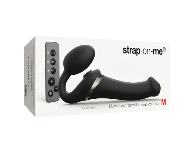 Strap-on-me M – léghullámos felcsatolható vibrátor (fekete)
