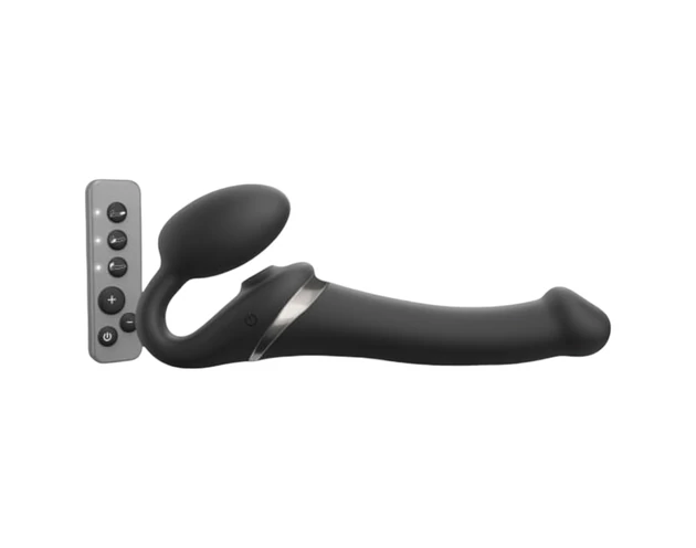 Strap-on-me M – léghullámos felcsatolható vibrátor (fekete)