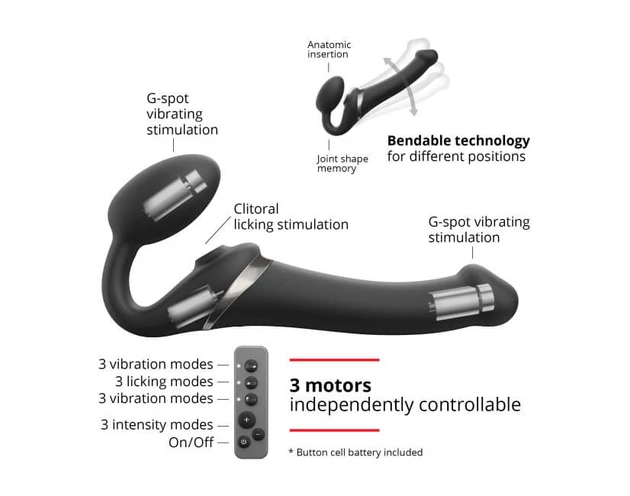 Strap-on-me L - felcsatolható, léghullámos vibrátor - nagy (fekete)