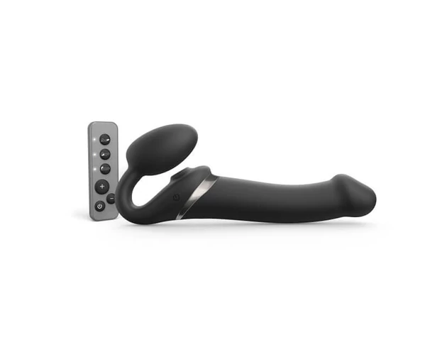 Strap-on-me L - felcsatolható, léghullámos vibrátor - nagy (fekete)