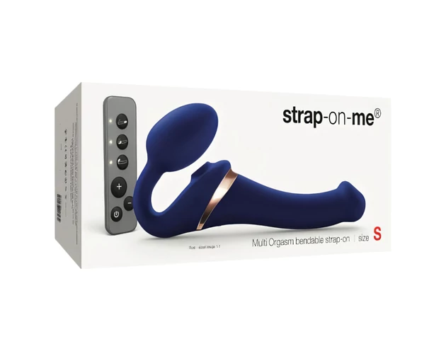 Strap-on-me S - felcsatolható, léghullámos vibrátor - (kék)
