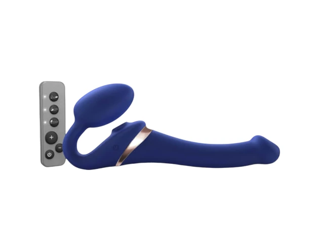 Strap-on-me S - felcsatolható, léghullámos vibrátor - (kék)