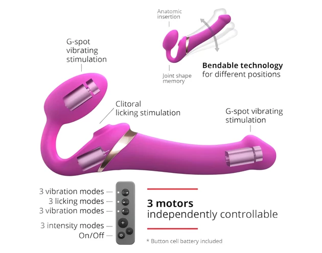 Strap-on-me M - felcsatolható, léghullámos vibrátor (pink)