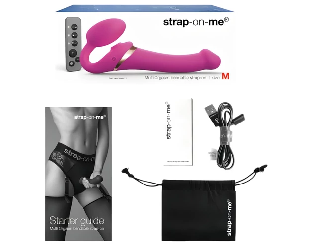 Strap-on-me M - felcsatolható, léghullámos vibrátor (pink)
