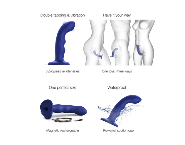 Strap-on-me M - vízálló, pulzáló G-pont vibrátor (kék)