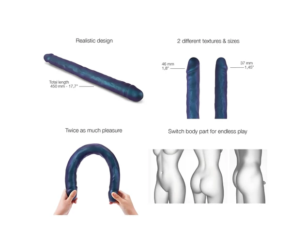 Strap-on-me - dupla dildó (metál kék)