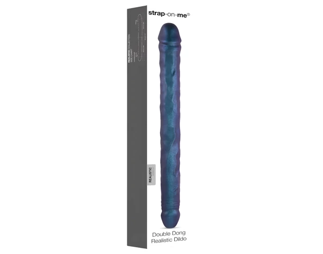 Strap-on-me - dupla dildó (metál kék)